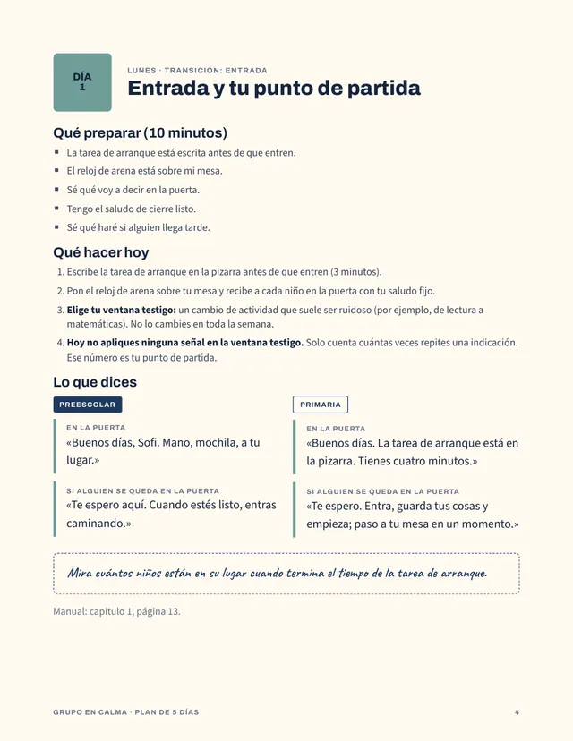 Plan de 5 Días: el lunes