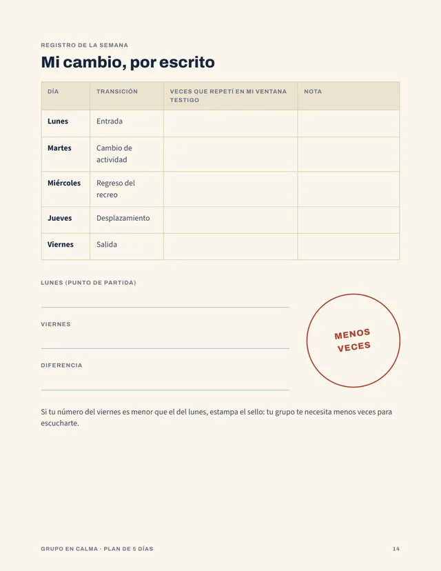 Tu Registro de la semana